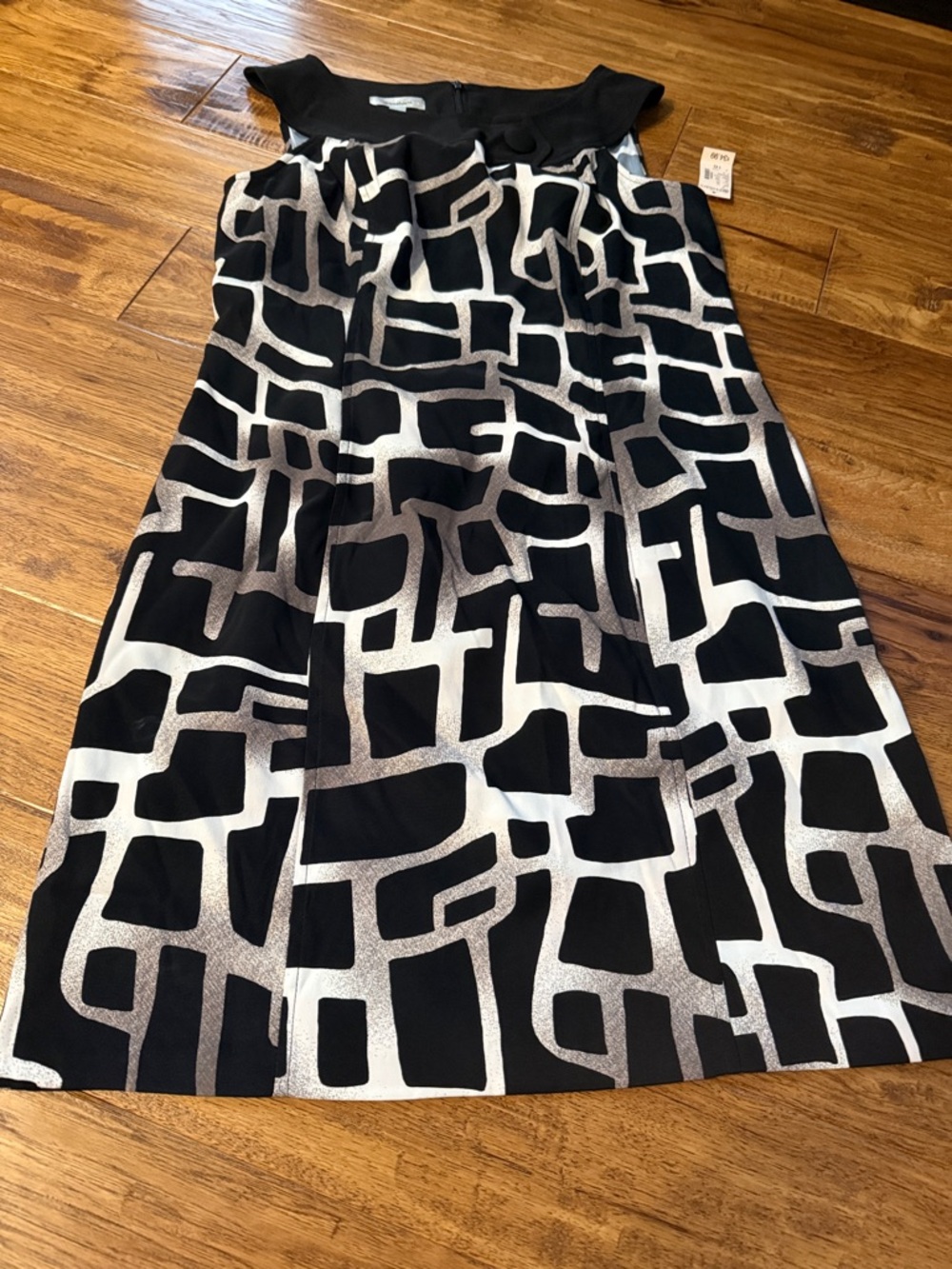 dressbarn Black and White Abstract A-Line Dress